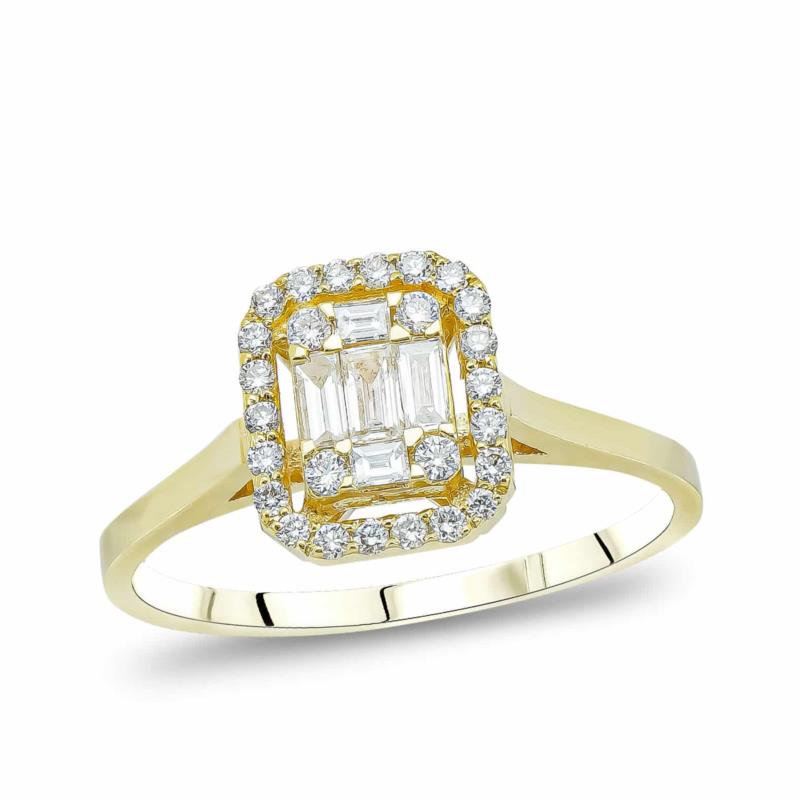 Μονόπετρο Δαχτυλίδι Με Διαμάντι Brilliant από Κίτρινο Χρυσό 18 Kαρατίων R32622