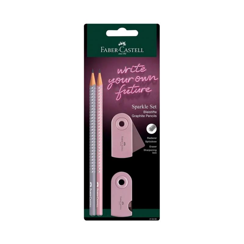 Faber-Castell σετ μολύβια, γομά και ξύστρα Sparkle rose shadows BC (4 τεμάχια) - 077218480
