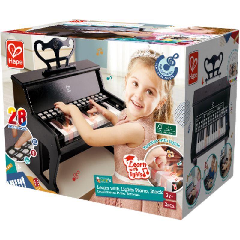 Hape Early Melodies Ξύλινο Πιάνο Learn With Lights-Black (E0627A)