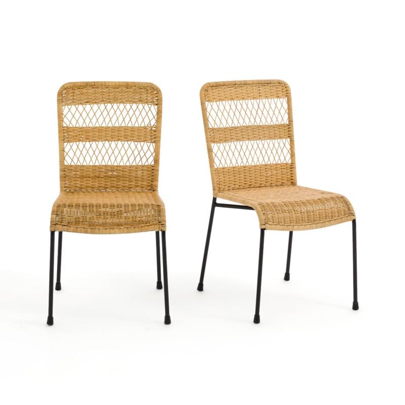 Σετ 2 καρέκλες από πλεγμένο ρατάν και μέταλλο