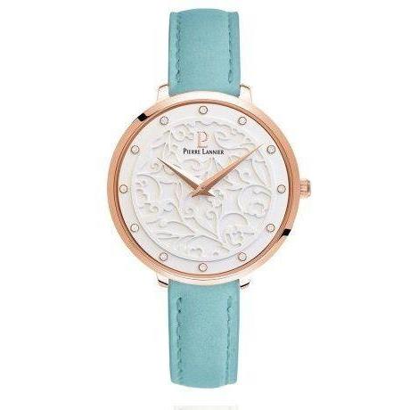PIERRE LANNIER Eolia Crystals - 041K606 Rose Gold case with Turqoise Leather strap