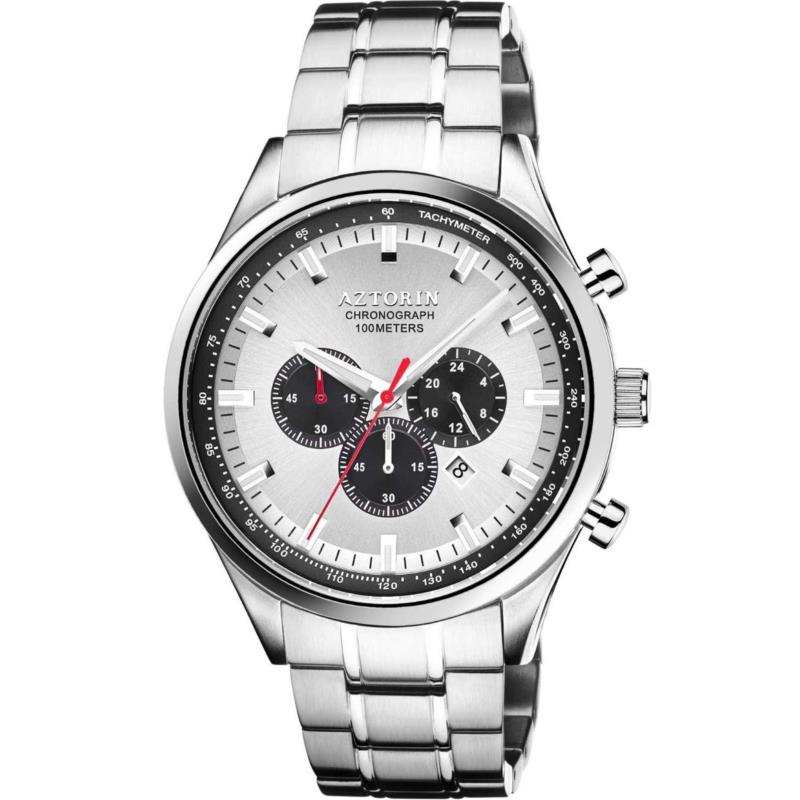 AZTORIN Chronograph Mens - A047.G370, Silver case with Stainless Steel Bracelet