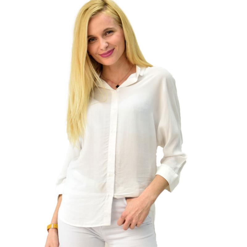?Γυναικείο πουκάμισο με γιακά Λευκό 5860