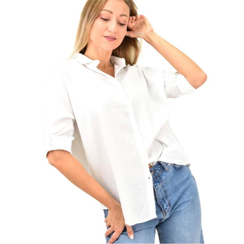 Γυναικείο πουκάμισο oversized Εκρού 9941