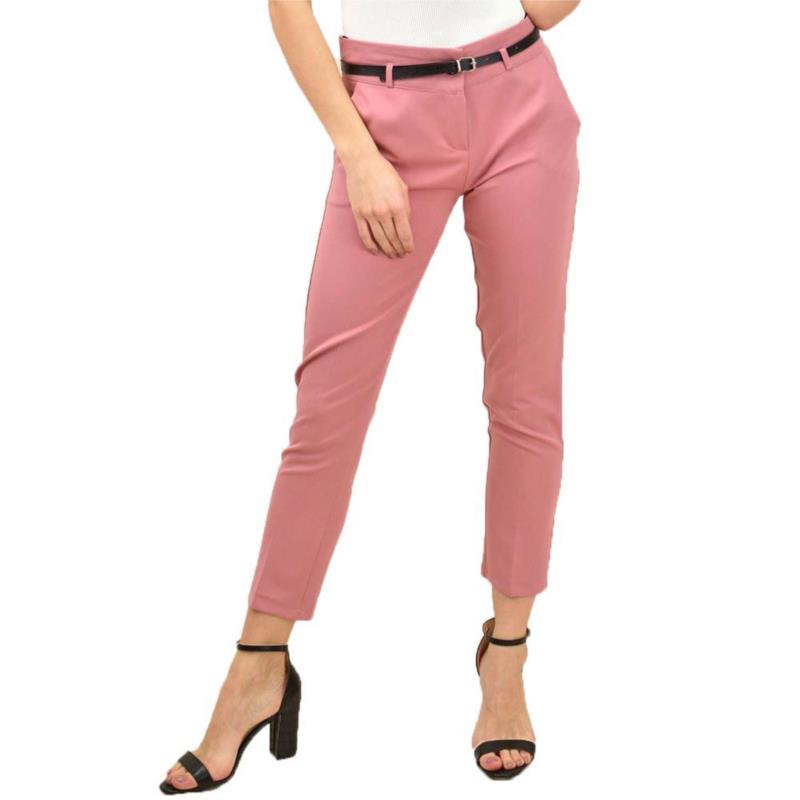 Γυναικείο παντελόνι με λεπτό ζωνάκι Ροζ 13850