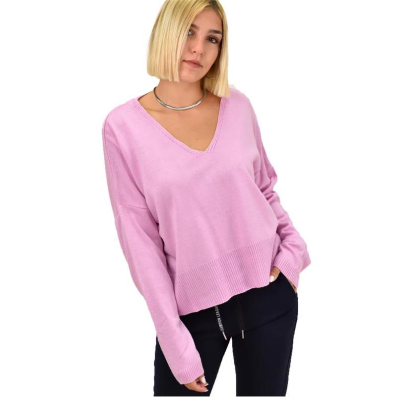 Πλεκτή μπλούζα oversized Ροζ 17465