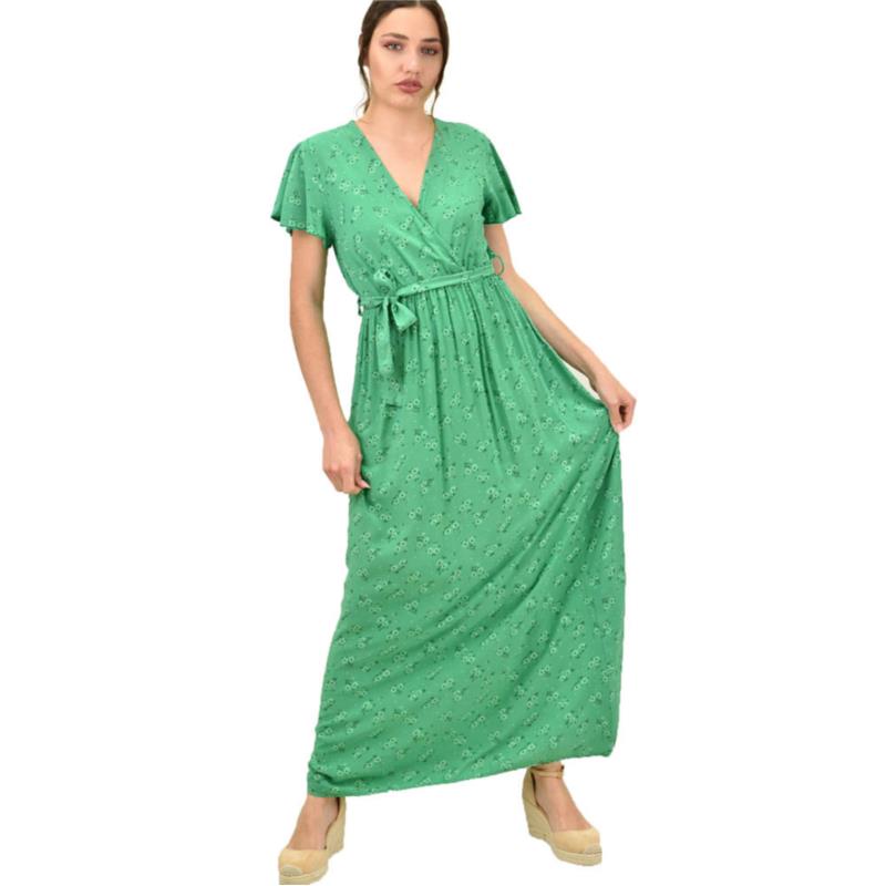 Γυναικείο φόρεμα φλοράλ κρουαζέ Πράσινο 15395