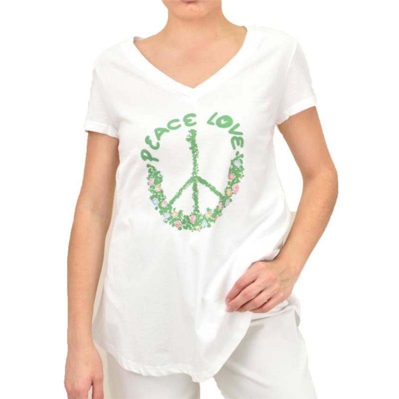 Γυναικείο T-shirt με σχέδιο PEACE LOVe Λευκό 15842