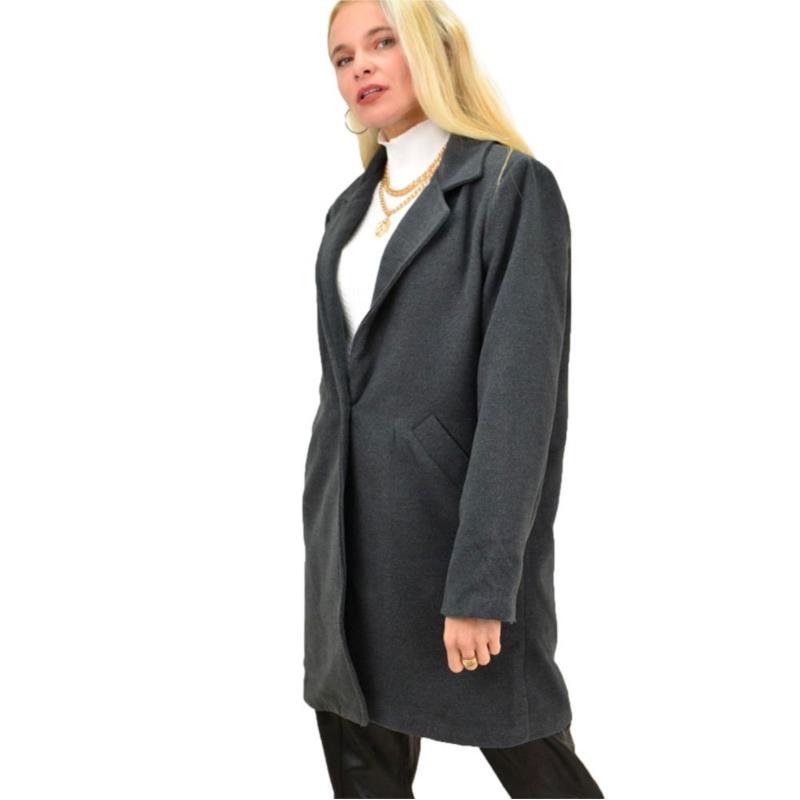 Γυναικείο παλτό με γιακά Ανθρακί 13302