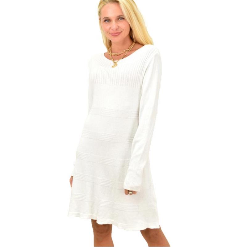Γυναικείο πλεκτό midi φόρεμα με σχέδιο Λευκό 12864