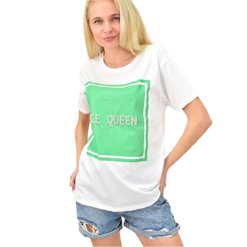 Γυναικείο T-shirt με στάμπα "ice queen" Λευκό 14346