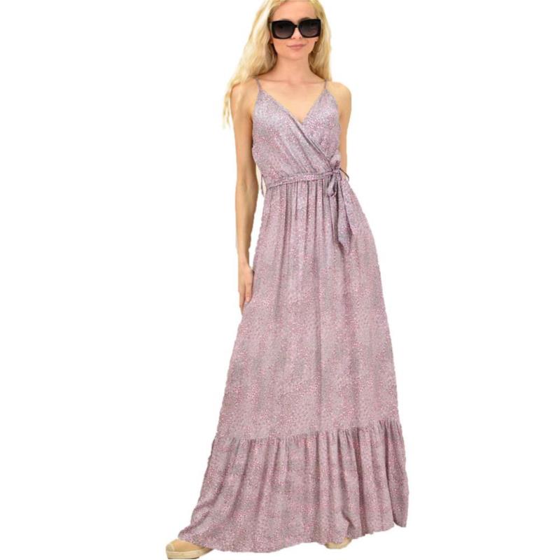 Γυναικείο φλοράλ φόρεμα με ζώνη Ροζ 14612