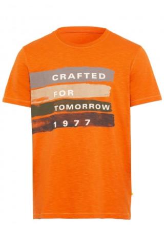 ΑΝΔΡΙΚΟ JERSEY T-SHIRT ΚΟΝΤΟΜΑΝΙΚΟ ΜΕ ΣΤΑΜΠΑ ΠΟΡΤΟΚΑΛΙ ΚΑΝΟΝΙΚΗ ΓΡΑΜΜΗ