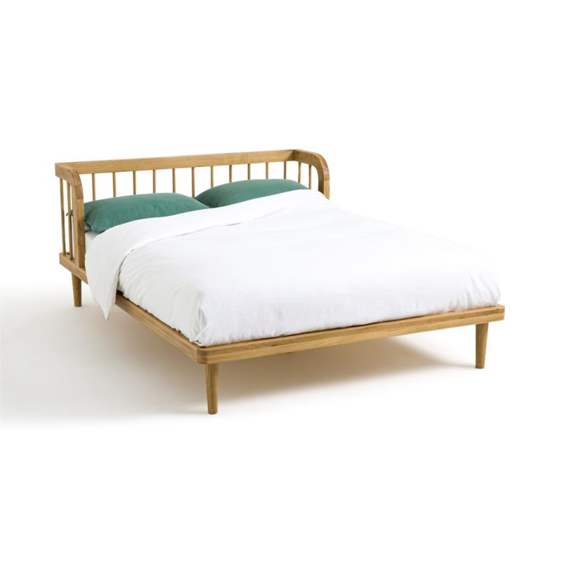 Κρεβάτι από μασίφ ξύλο δρυ με τάβλες Μ170xΠ210xΥ80cm