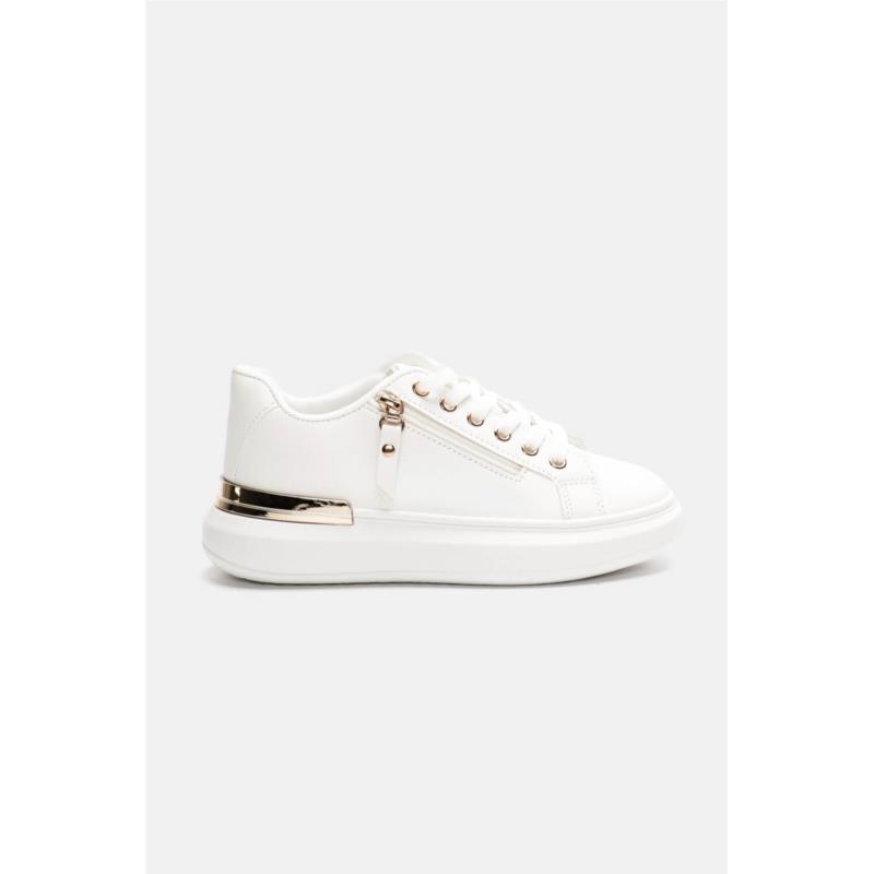 Sneakers Δίσολα με Διακοσμητικό Φερμουάρ - Λευκό