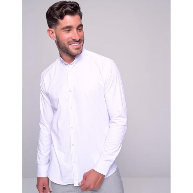 Ben Tailor ανδρικό λευκό πουκάμισο με μάο γιακά 0589W