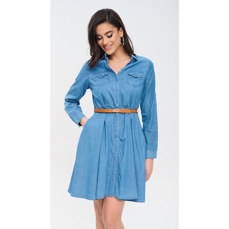 Φόρεμα denim mini με ενσωματωμένη ζώνη - Denim Blue (Μπλε)