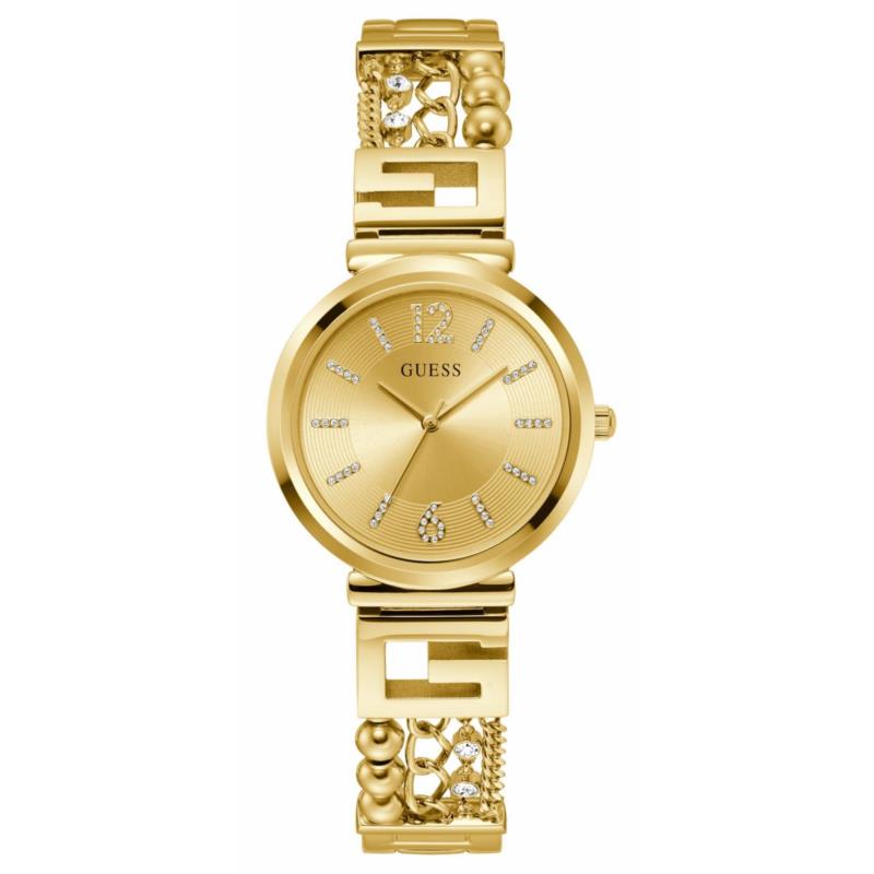 GUESS G Cluster Crystals - GW0545L2, Gold case with Stainless Steel Bracelet