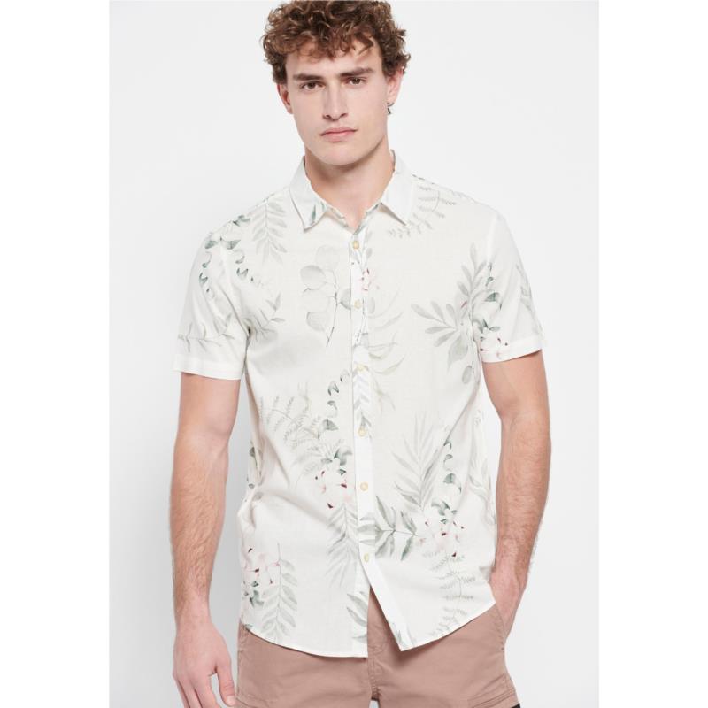 Linen blend resort πουκάμισο με all over τύπωμα
