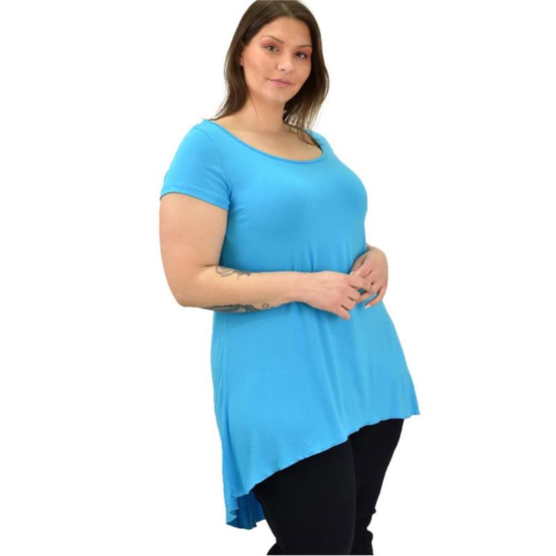 Γυναικεία μπλούζα ασύμμετρη oversized Γαλάζιο 19091