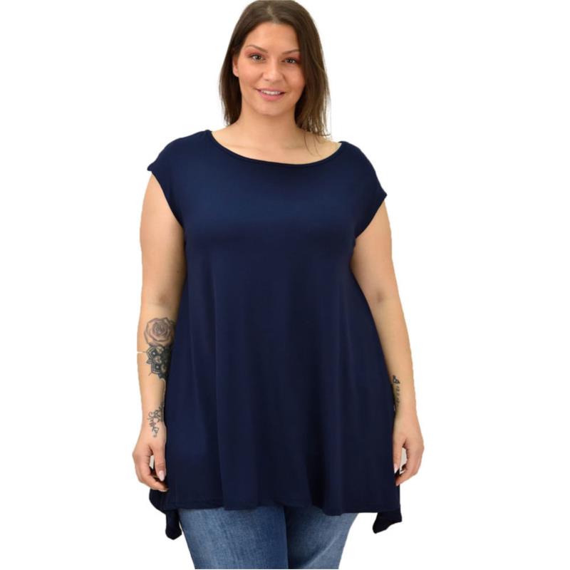 Γυναικεία μπλούζα μονόχρωμη oversized Μπλε Σκούρο 19146