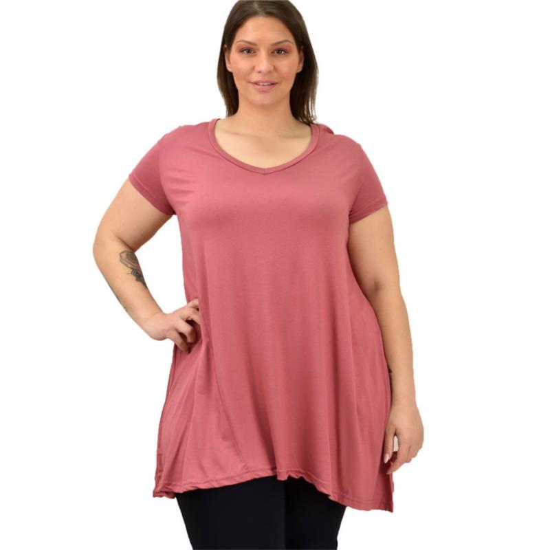Γυναικεία μπλούζα μονόχρωμη oversized Σομόν 19134
