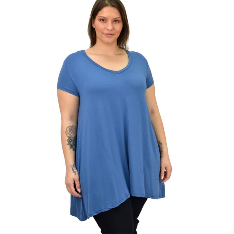 Γυναικεία μπλούζα μονόχρωμη oversized Μπλε 19136