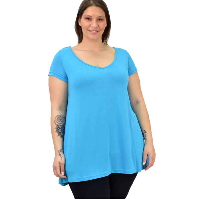 Γυναικεία μπλούζα μονόχρωμη oversized Μπλε 19096