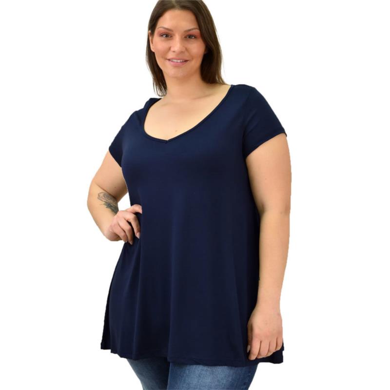 Γυναικεία μπλούζα μονόχρωμη oversized Μπλε Σκούρο 19104