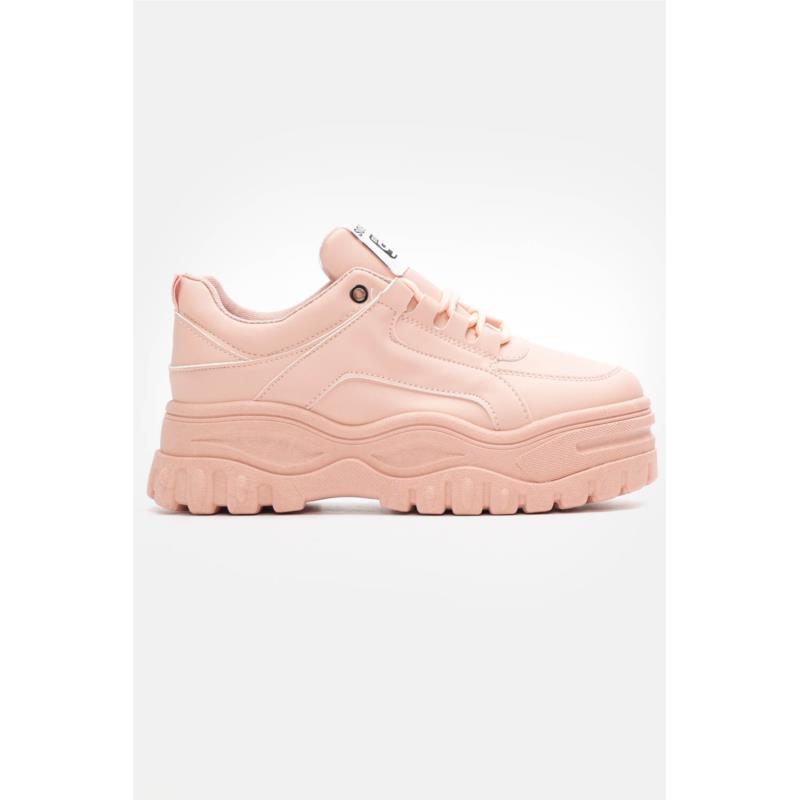 Sneakers Μονόχρωμα με Τρακτερωτή Σόλα - Ροζ