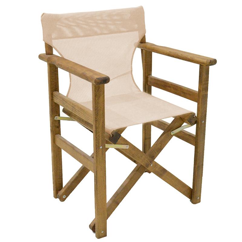 Καρέκλα-πολυθρόνα σκηνοθέτη Retto pakoworld μασίφ ξύλο οξιάς καρυδί-καραβόπανο εκρού (Σετ 2 Τεμάχια) - PAKO WORLD - 237-000033