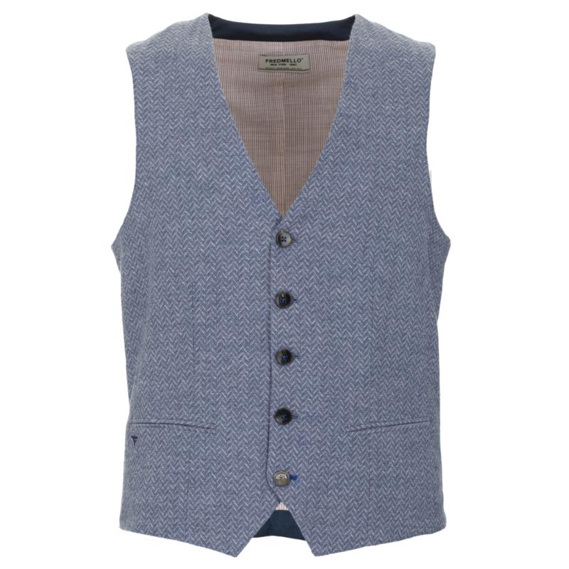 Fred Mello Blue Cotton Vest FR2365130 L