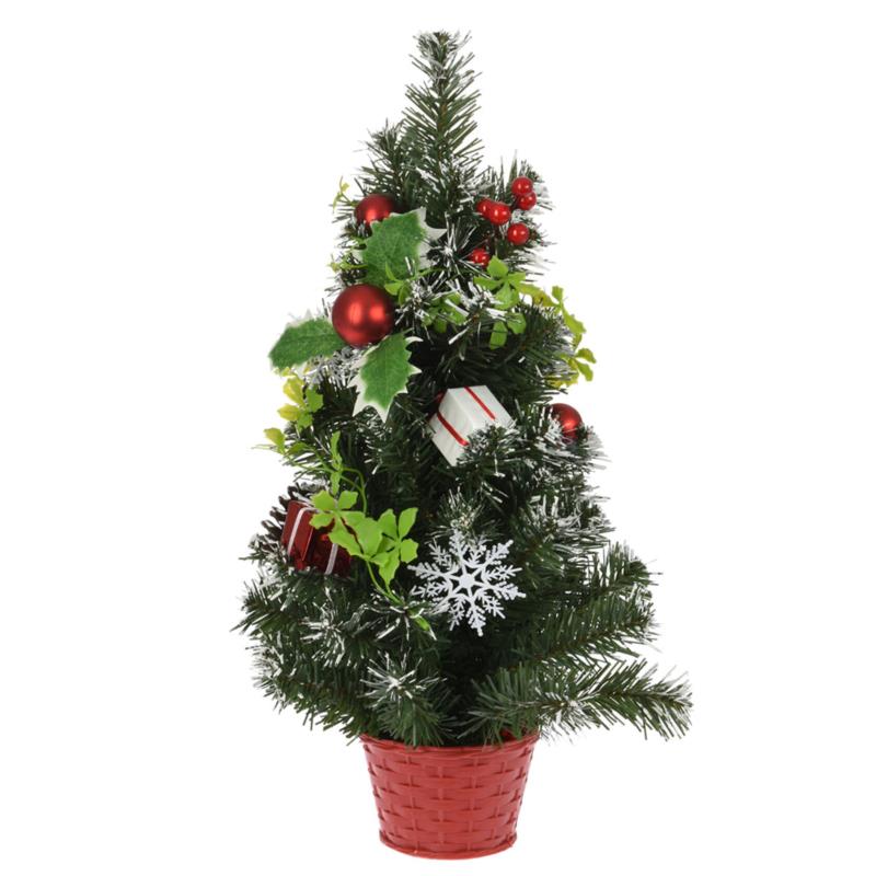 Χριστουγεννιάτικο Δέντρο Επιτραπέζιο Χιονισμένο 40εκ. Με Στολίδια K-M Red AKB003620