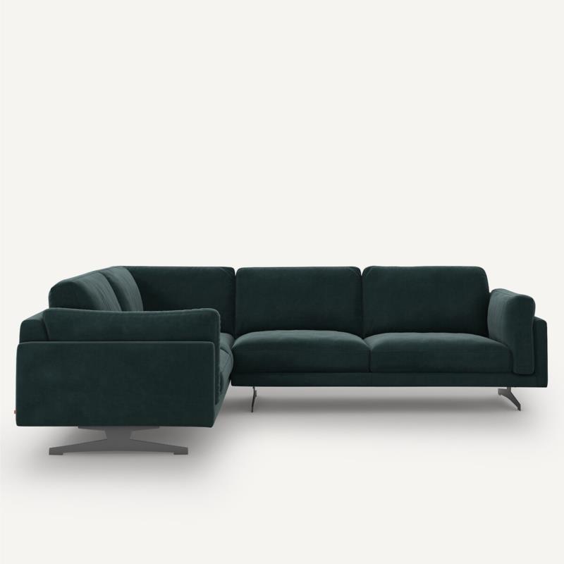 Γωνιακός καναπές από βελούδο Μ227xΠ289xΥ82cm