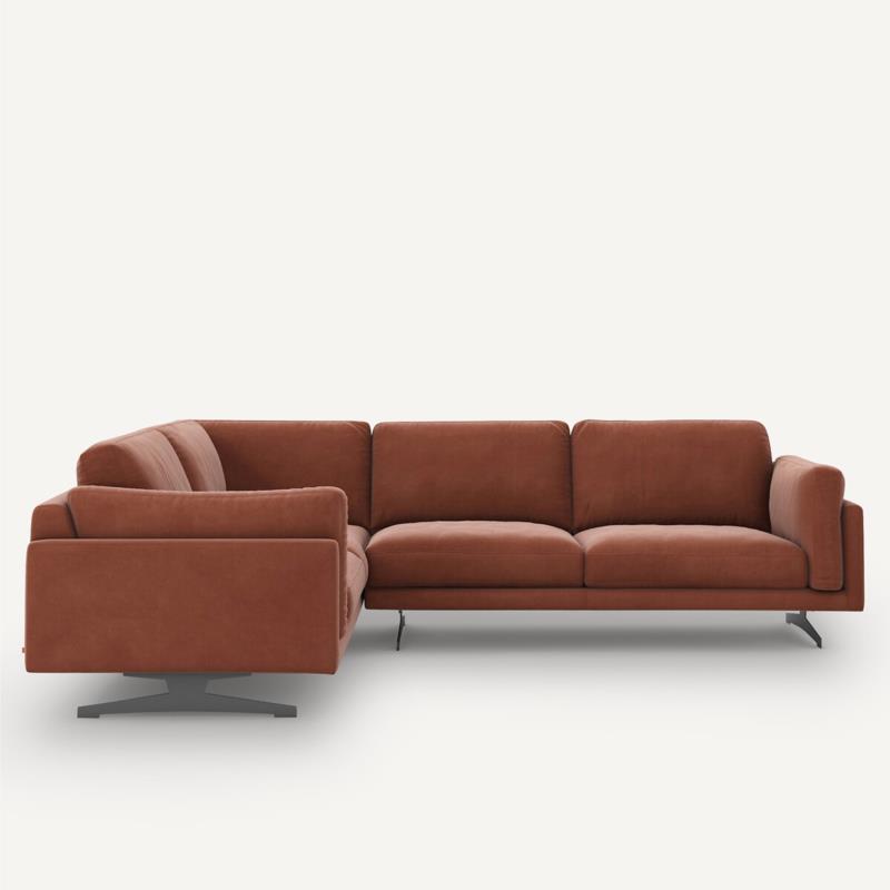 Γωνιακός καναπές από βελούδο Μ227xΠ289xΥ82cm