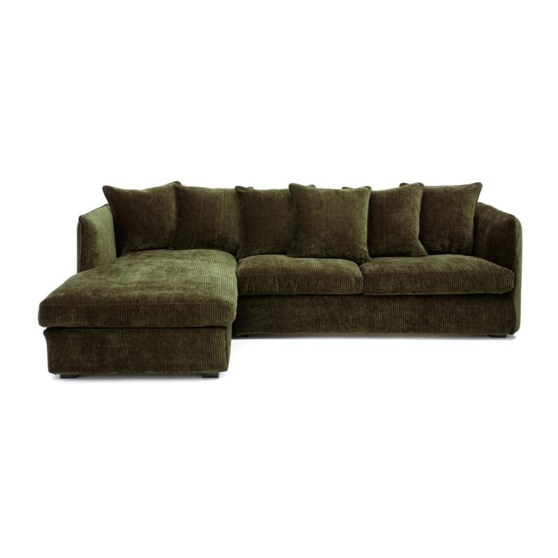 Γωνιακός καναπές-κρεβάτι από βελούδο κοτλέ Μ175xΠ260xΥ82cm