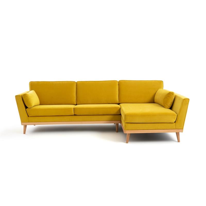 Γωνιακός καναπές από βελούδο Μ170xΠ269xΥ85cm