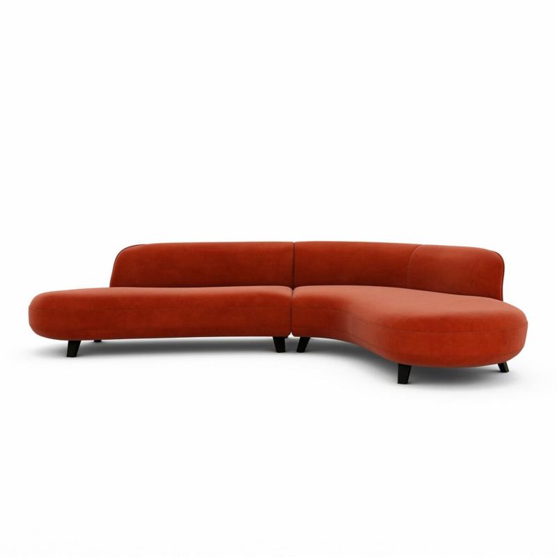 Γωνιακός καναπές από βελούδο Μ183xΠ277xΥ75cm