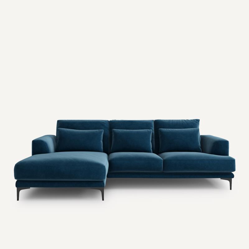 Γωνιακός καναπές από βελούδο Μ149xΠ258xΥ83cm