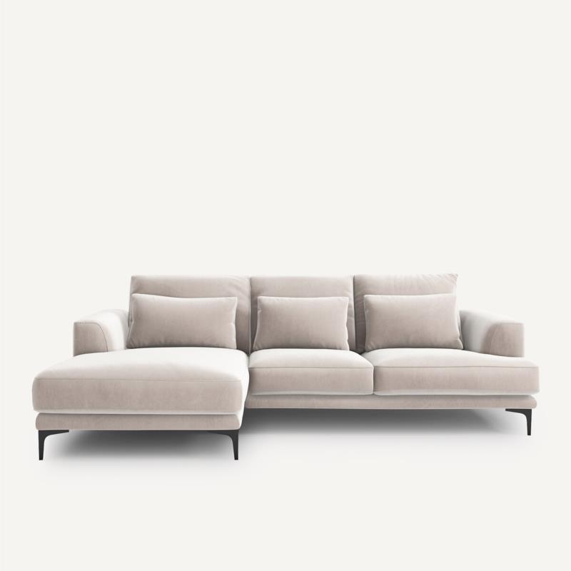 Γωνιακός καναπές από βελούδο Μ149xΠ258xΥ83cm