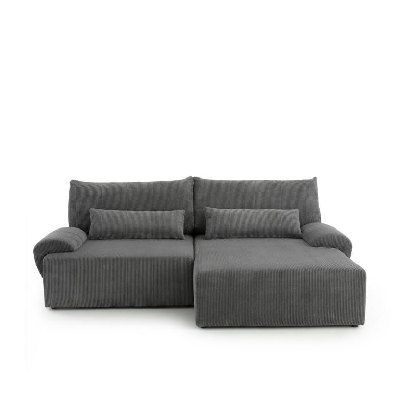 Γωνιακός καναπές-κρεβάτι από βελούδο κοτλέ Μ180xΠ228xΥ100cm