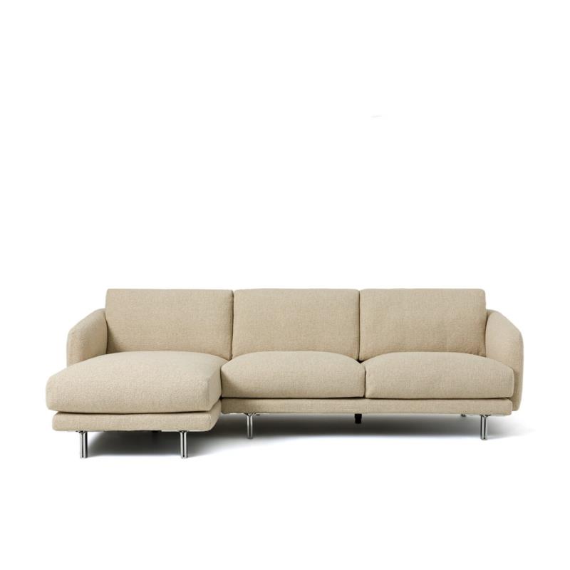 Γωνιακός καναπές με μπουκλέ ταπετσαρία Μ148xΠ246xΥ76cm