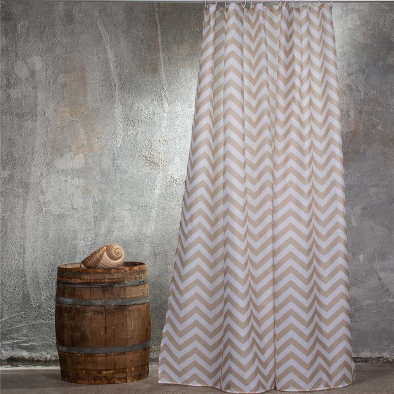 Κουρτίνα Μπάνιου 180X180 Melinen Zig Zag Beige (180x180)