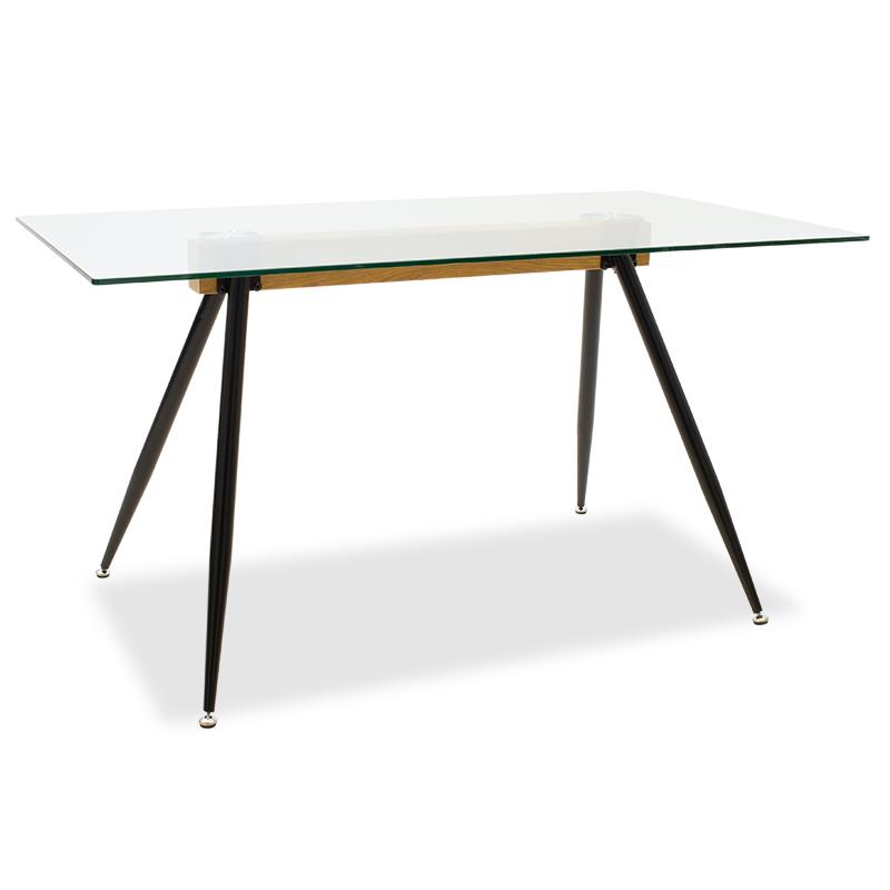 Τραπέζι Astrid pakoworld γυάλινο 10χιλ - πόδι μαύρο 140x80x75εκ - PAKO WORLD - 101-000019