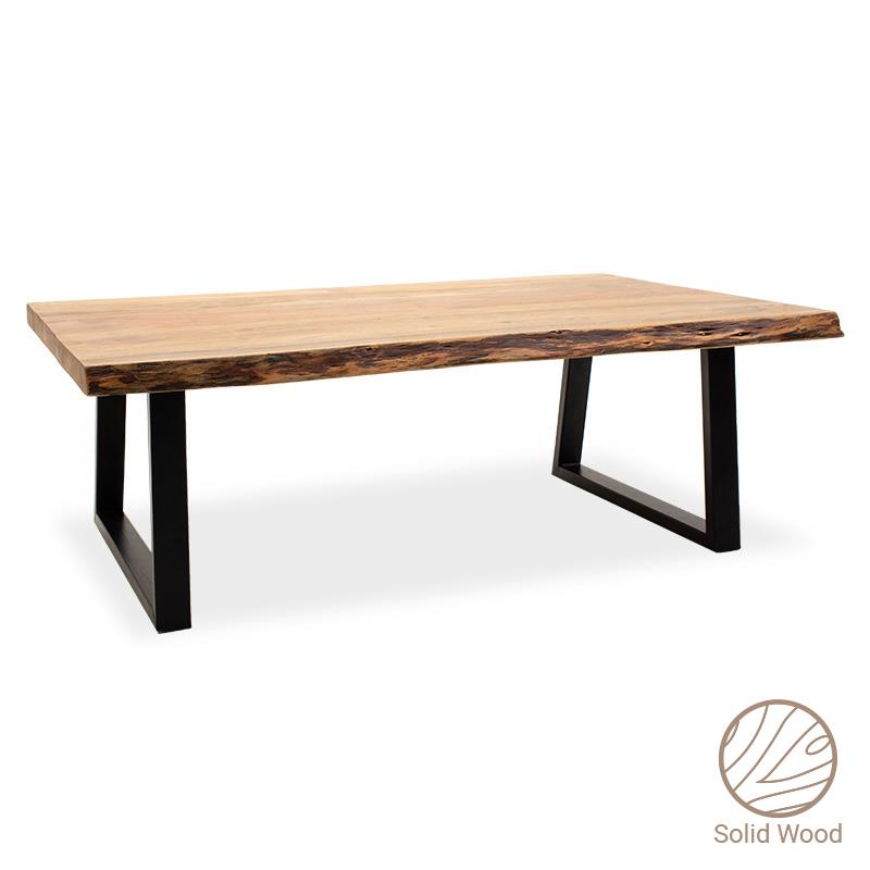 Τραπέζι σαλονιού Miles pakoworld μασίφ ξύλο 4εκ καρυδί-πόδι μαύρο 115x72x41εκ - PAKO WORLD - 113-000004