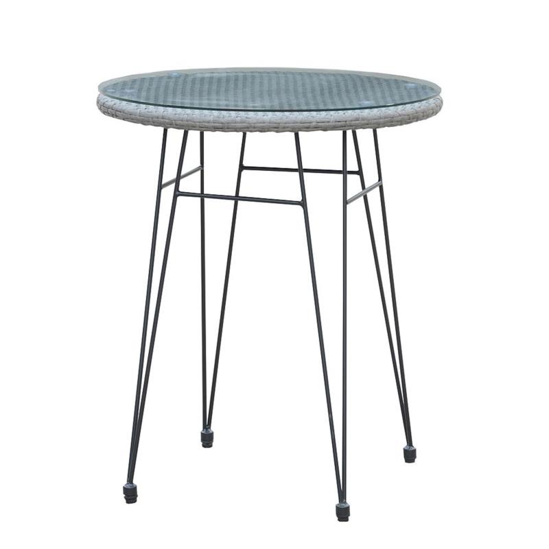 Τραπέζι SALSA Μαύρο/Γκρι Μέταλλο/Wicker Φ60x70cm