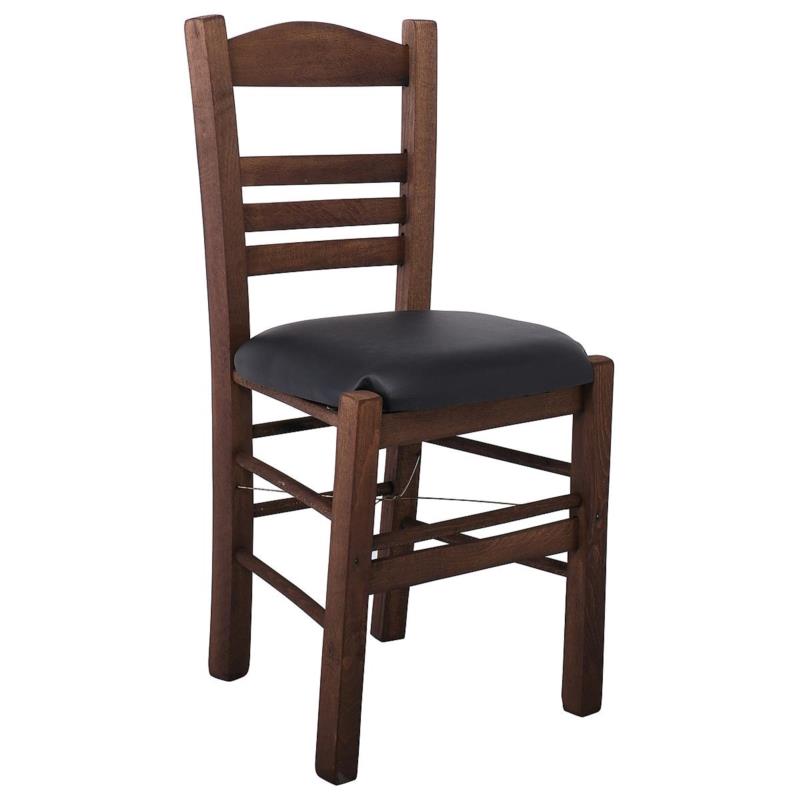 Καρέκλα ΣΙΦΝΟΣ Καρυδί/Μαύρο Ξύλο/PVC 41x45x88cm
