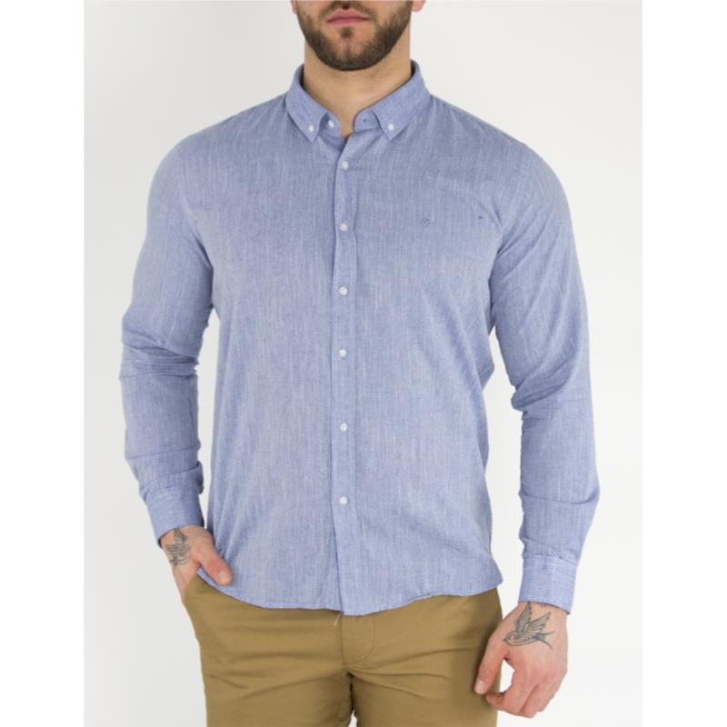 Ανδρικό μπλε μονόχρωμο πουκάμισο SL65