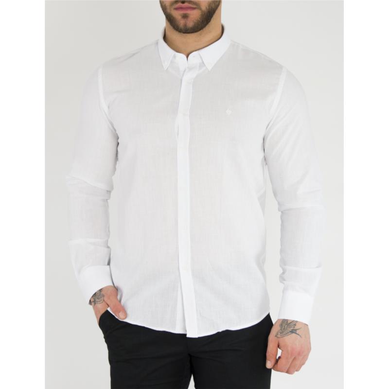 Ανδρικό λευκό μονόχρωμο πουκάμισο SL65L