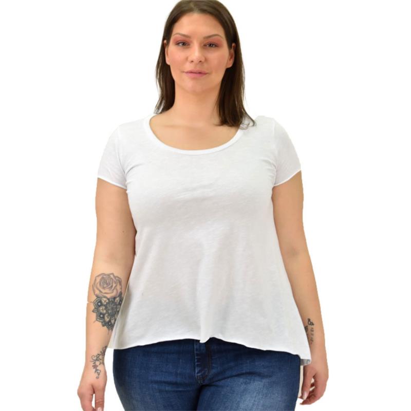 Γυναικεία μπλούζα μονόχρωμη ασύμμετρη Λευκό 19052